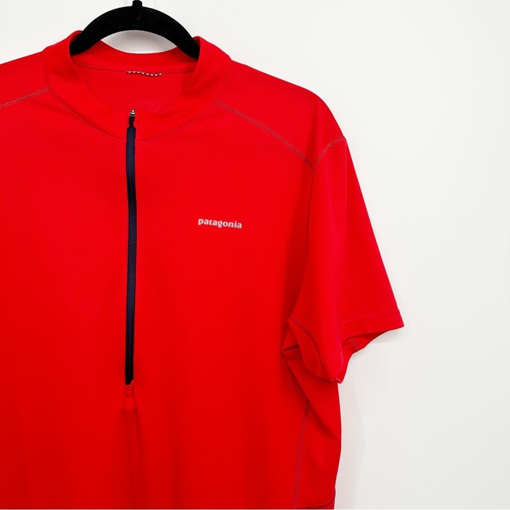 Patagonia Men's Red Performance Short Sleeve Zip Shirt